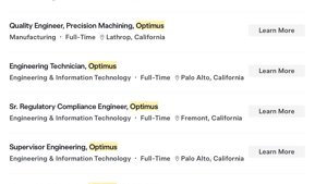 Tesla Optimus Hiring Spree Hits 110 Jobs